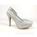 Damen Plateauschuhe mit offener Spitze Strass Mesh Brautschuhe